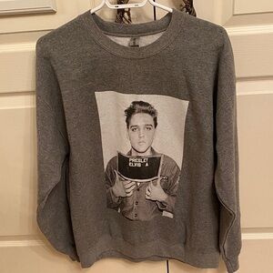 Gildan Gray Elvis Presley Women's Crewneck Sweater